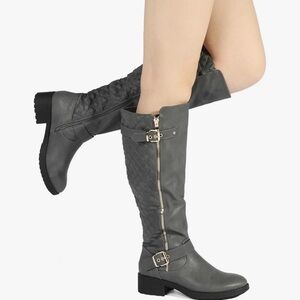 Dream Pairs Women's Knee High Wide Calf Low Heel Riding Boots Tall Boots